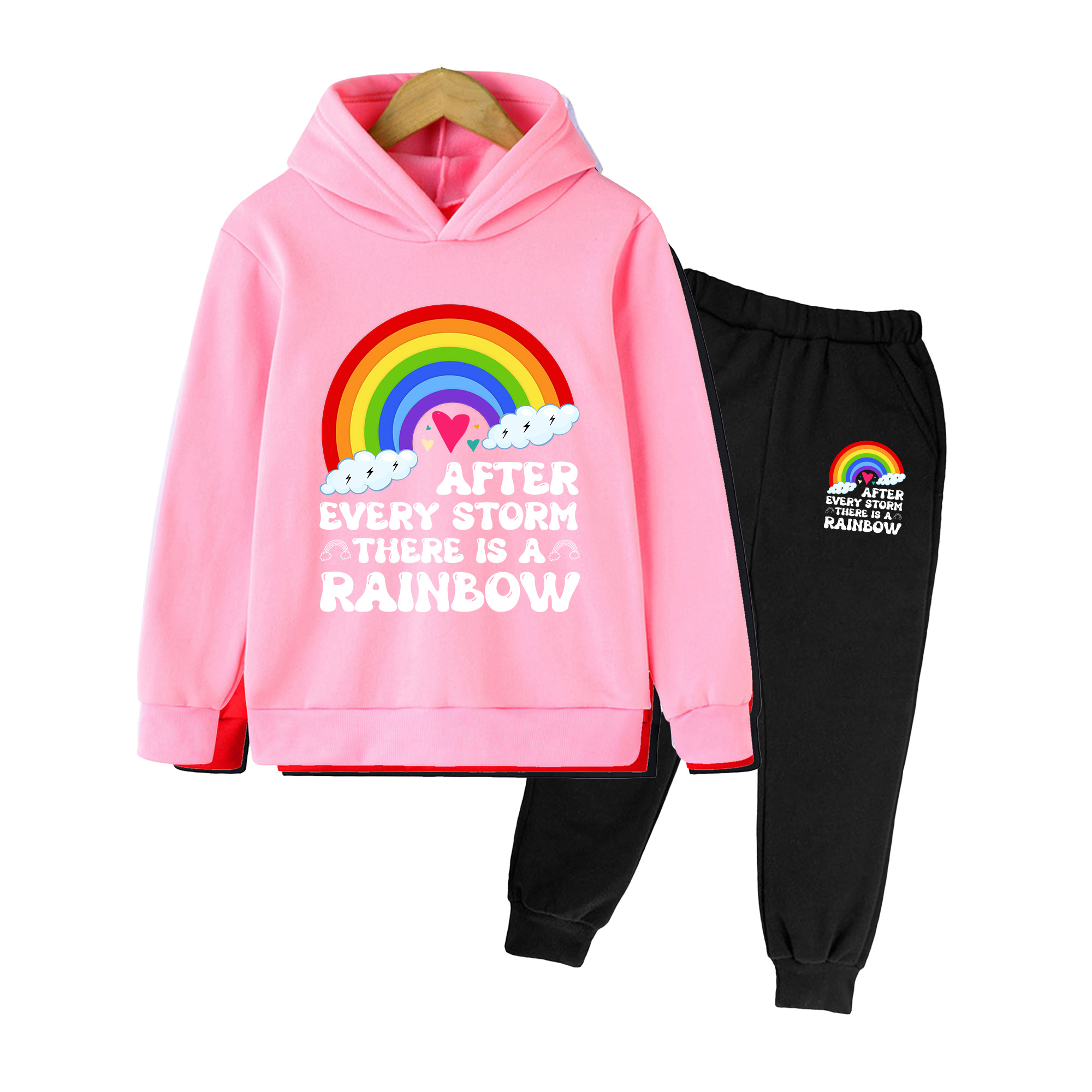 Winter Clothing Activity - Kids Rainbow Print Hoodie & Sweatpants