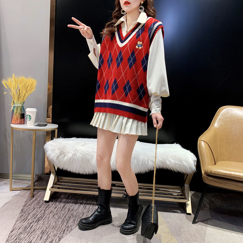 Red Knit Vests for Women Sleev - đánh giá và giá Winter Clothing Aesthetic