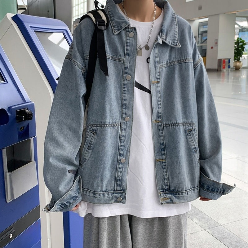 Retro Lapel Men's Denim Jacket - đánh giá và giá Winter Clothing Aesthetic