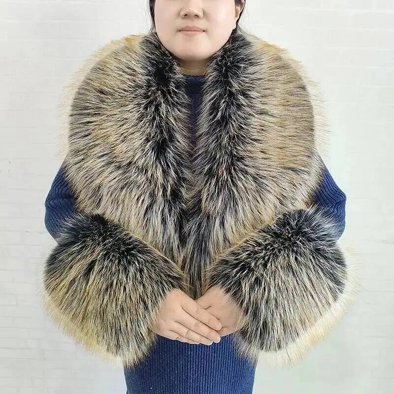 Large Women Faux Fox Fur Scarf - đánh giá và giá Jacket Winter Clothing
