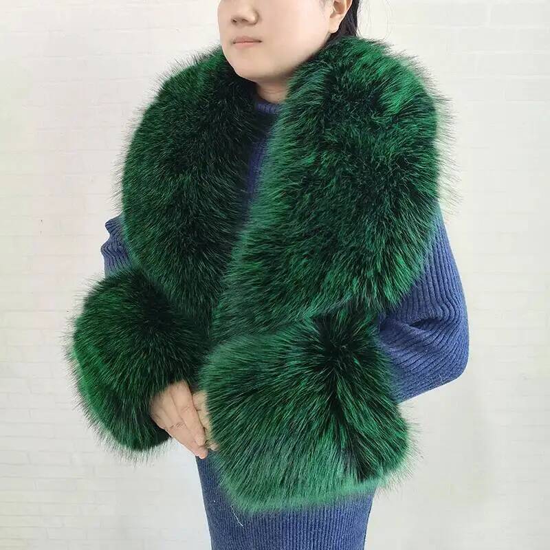 Large Women Faux Fox Fur Scarf - đánh giá và giá Jacket Winter Clothing